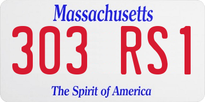 MA license plate 303RS1