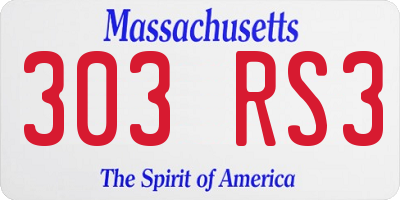 MA license plate 303RS3