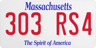 MA license plate 303RS4