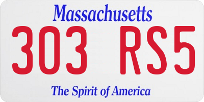 MA license plate 303RS5