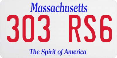 MA license plate 303RS6