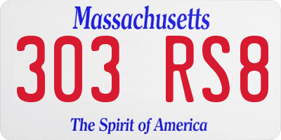 MA license plate 303RS8
