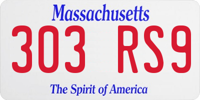 MA license plate 303RS9