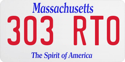 MA license plate 303RT0