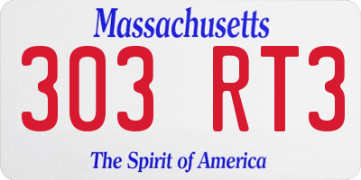 MA license plate 303RT3