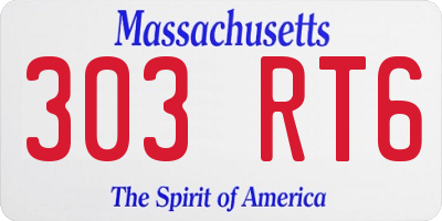MA license plate 303RT6