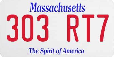 MA license plate 303RT7