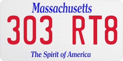 MA license plate 303RT8