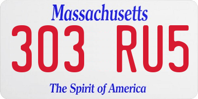 MA license plate 303RU5