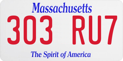 MA license plate 303RU7
