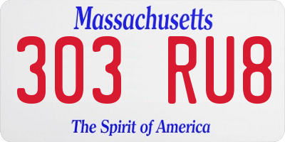MA license plate 303RU8