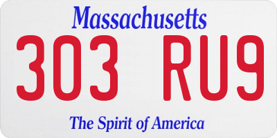 MA license plate 303RU9