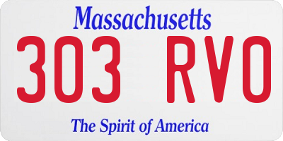MA license plate 303RV0