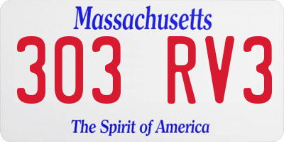 MA license plate 303RV3