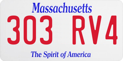 MA license plate 303RV4