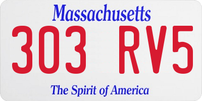 MA license plate 303RV5