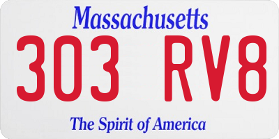 MA license plate 303RV8