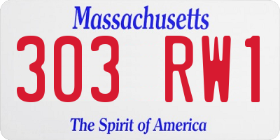 MA license plate 303RW1