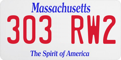 MA license plate 303RW2