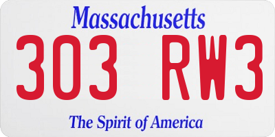 MA license plate 303RW3