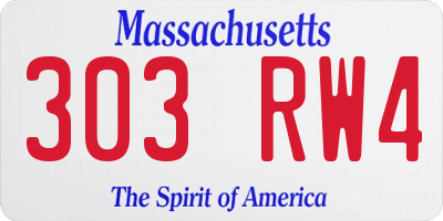 MA license plate 303RW4