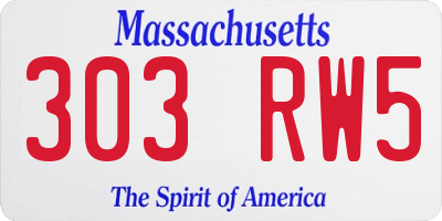 MA license plate 303RW5
