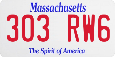 MA license plate 303RW6