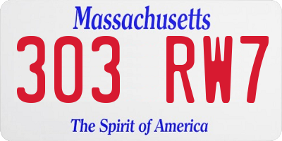 MA license plate 303RW7