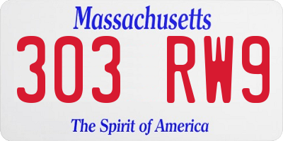 MA license plate 303RW9