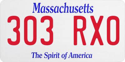 MA license plate 303RX0