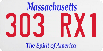 MA license plate 303RX1
