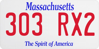 MA license plate 303RX2