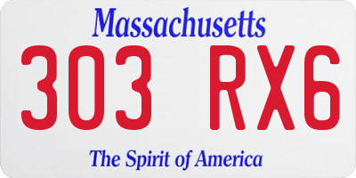 MA license plate 303RX6