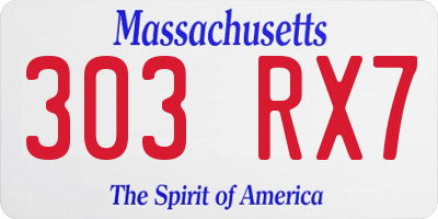 MA license plate 303RX7
