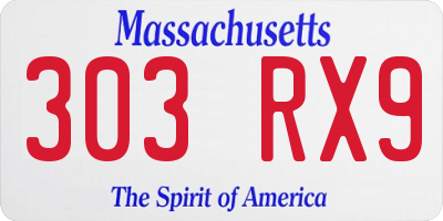 MA license plate 303RX9