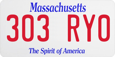 MA license plate 303RY0