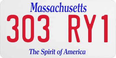 MA license plate 303RY1
