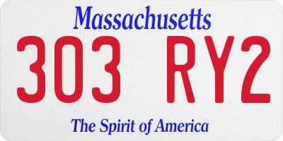 MA license plate 303RY2
