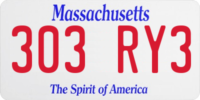MA license plate 303RY3