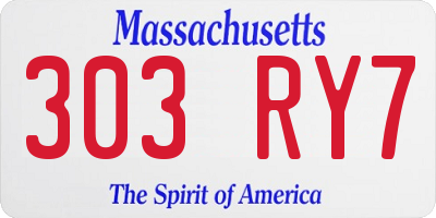 MA license plate 303RY7