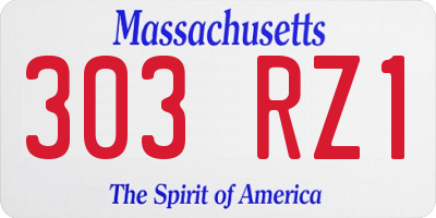 MA license plate 303RZ1