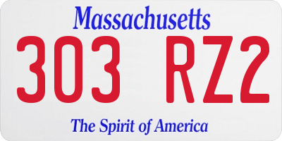 MA license plate 303RZ2