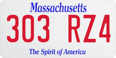 MA license plate 303RZ4
