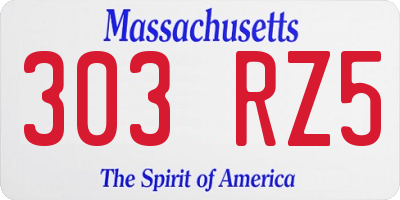 MA license plate 303RZ5