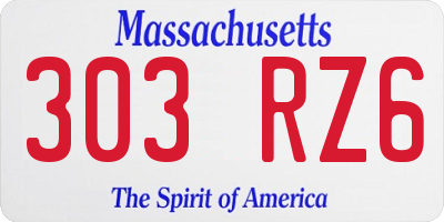 MA license plate 303RZ6