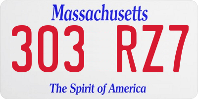 MA license plate 303RZ7