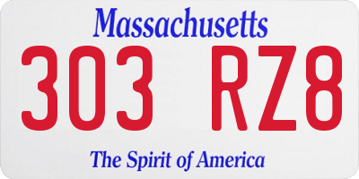 MA license plate 303RZ8