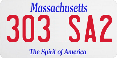 MA license plate 303SA2
