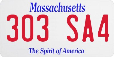 MA license plate 303SA4