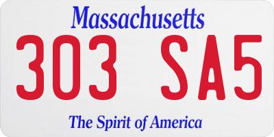 MA license plate 303SA5